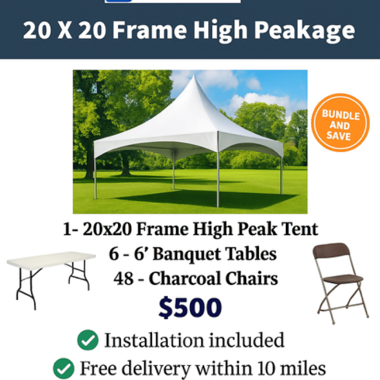 20x20 Frame High Peak Tent Package